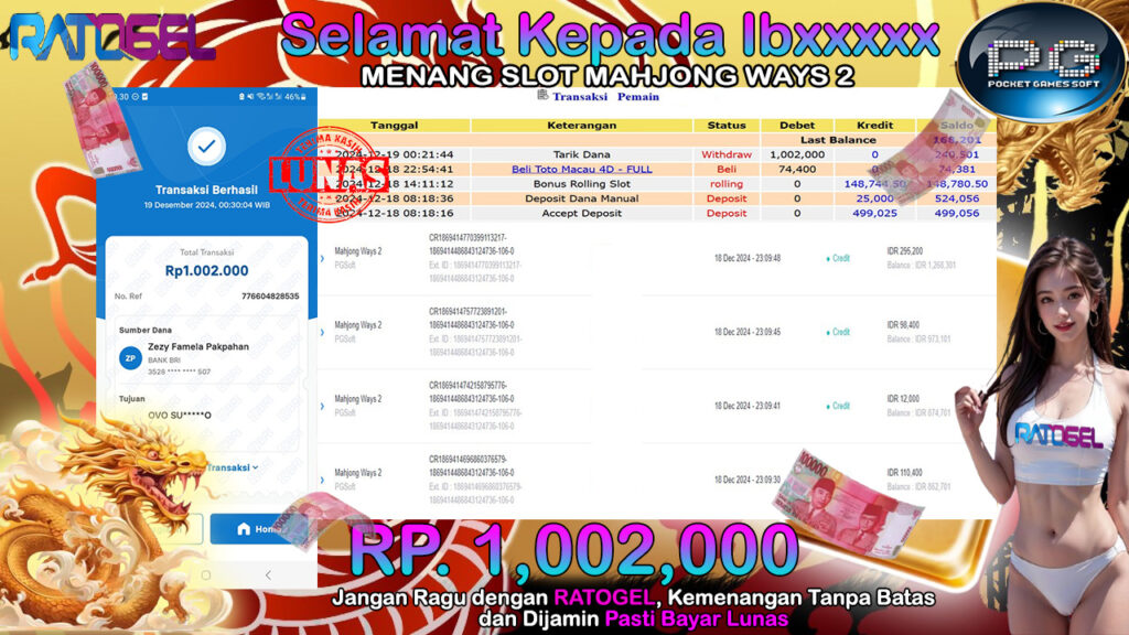 BUKTI JACKPOT SLOT MAHJONG WAYS 2 TERPERCAYA DI INDONESIA TGL 19-12-2024