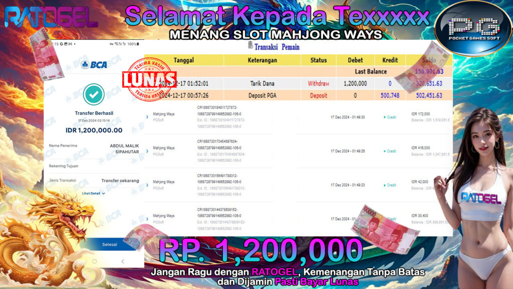 BUKTI JACKPOT SLOT MAHJONG WAYS TERPERCAYA DI INDONESIA TGL 17-12-2024