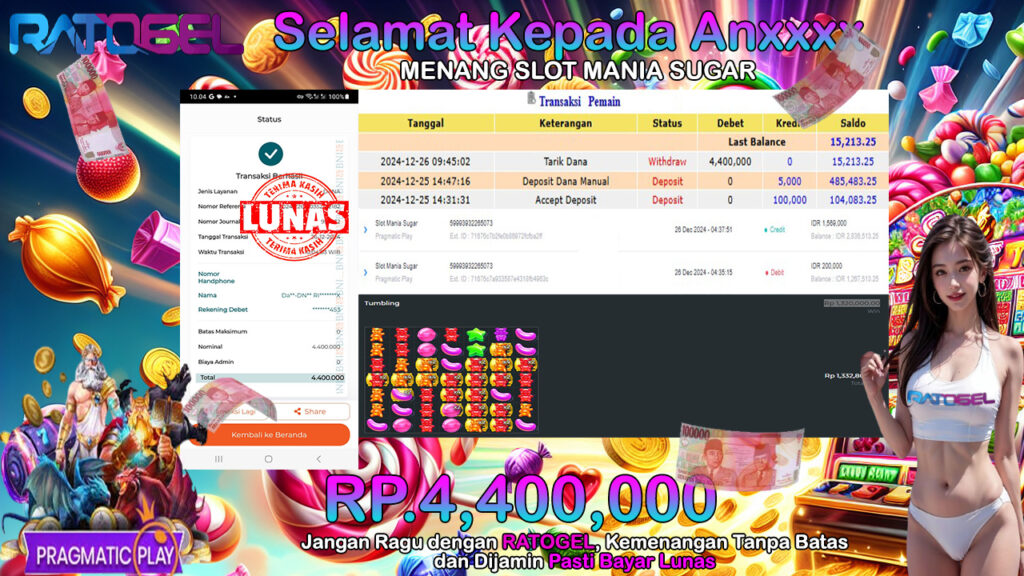 BUKTI JACKPOT SLOT MANIA SUGAR TERPERCAYA DI INDONESIA TGL 26-12-2024