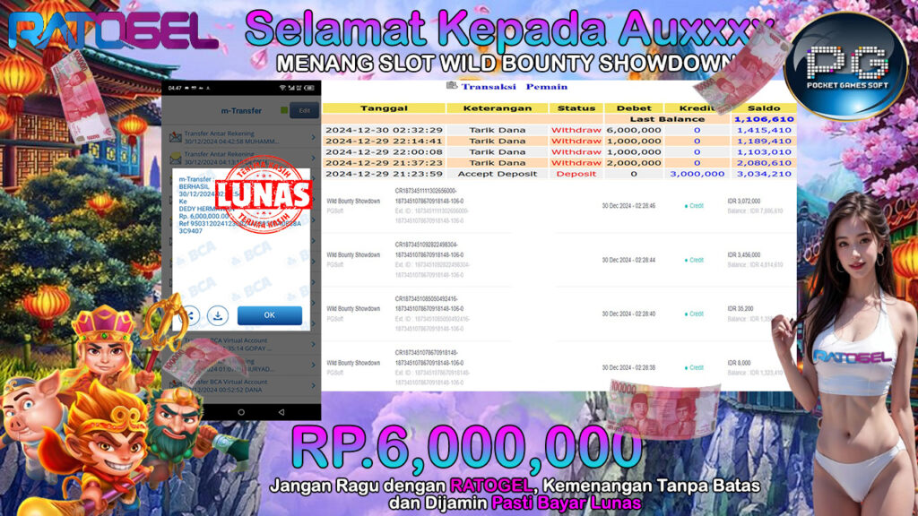 BUKTI JACKPOT SLOT WILD BOUNTY SHOWDOWN TERPERCAYA DI INDONESIA TGL 30-12-2024