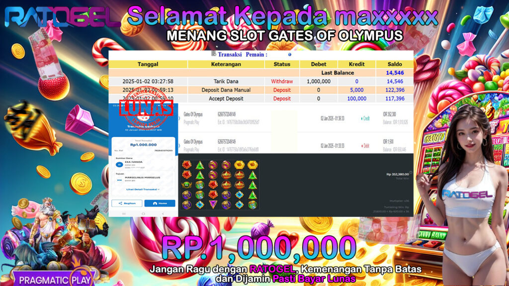 BUKTI JACKPOT SLOT GATES OF OLYMPUS TERPERCAYA DI INDONESIA TGL 02-01-2025