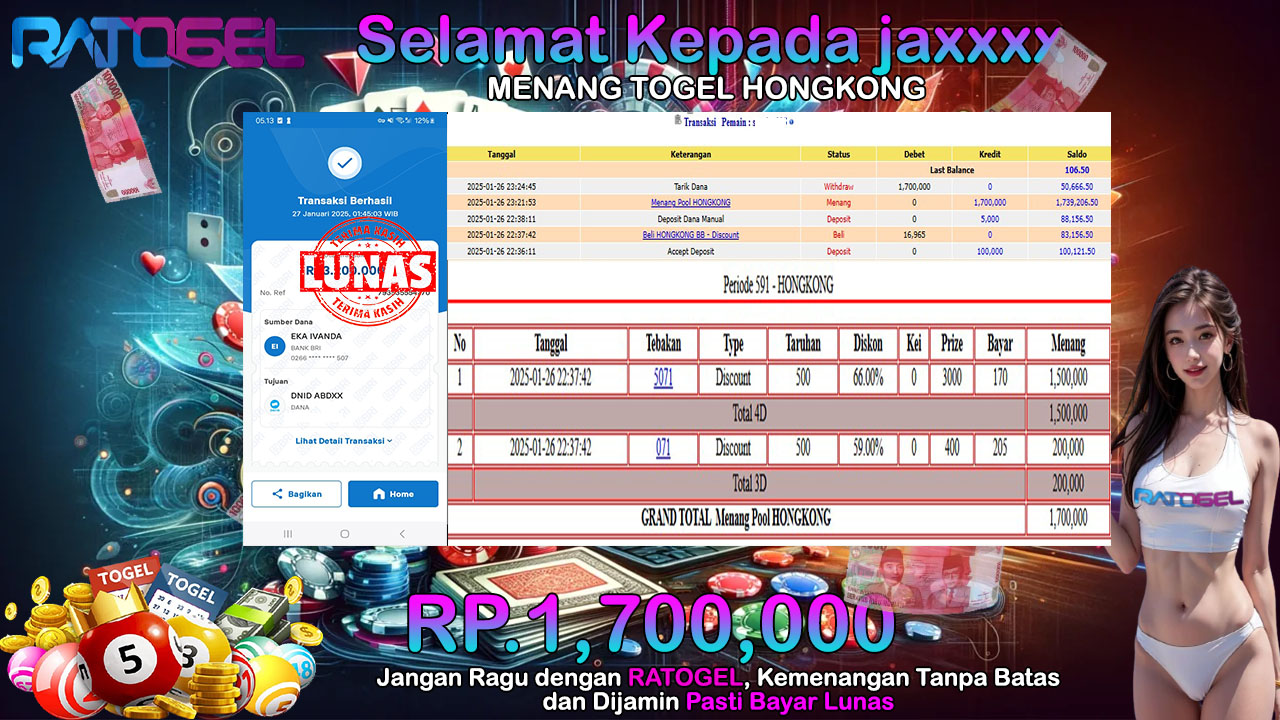 BUKTI JACKPOT TOGEL HONGKONG  TERPERCAYA DI INDONESIA TGL 27-01-2025