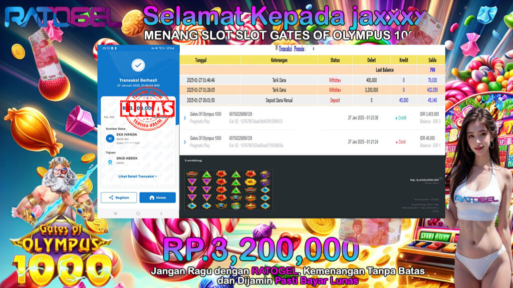 BUKTI JACKPOT SLOT GATES OF OLYMPUS 1000 TERPERCAYA DI INDONESIA TGL 27-01-2025