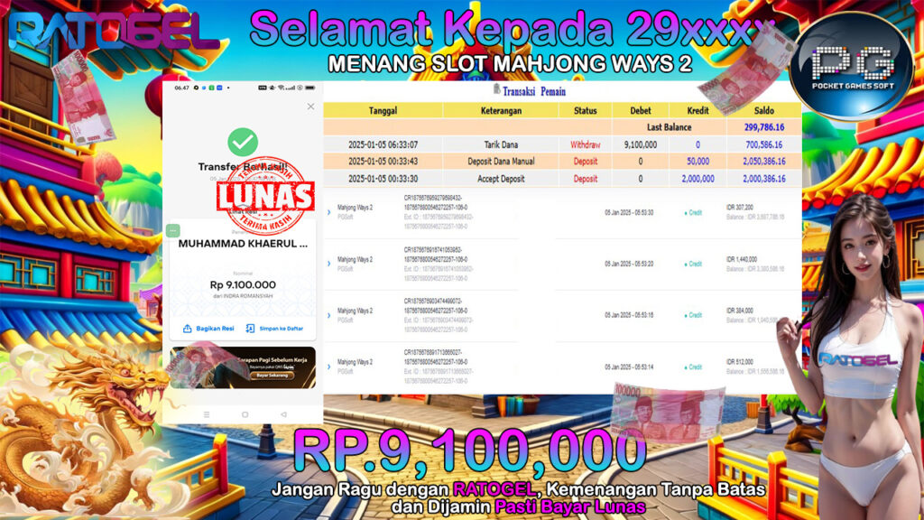 BUKTI JACKPOT SLOT MAHJONG WAYS 2 TERPERCAYA DI INDONESIA TGL 05-01-2025