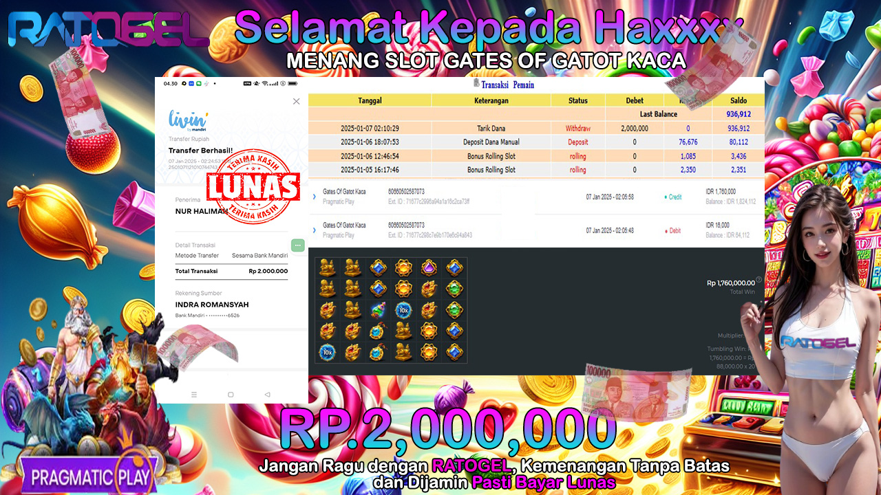 BUKTI JACKPOT SLOT GATES OF GATOT KACA TERPERCAYA DI INDONESIA TGL 07-01-2025