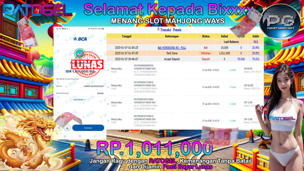 BUKTI JACKPOT SLOT MAHJONG WAYS TERPERCAYA DI INDONESIA TGL 07-01-2025