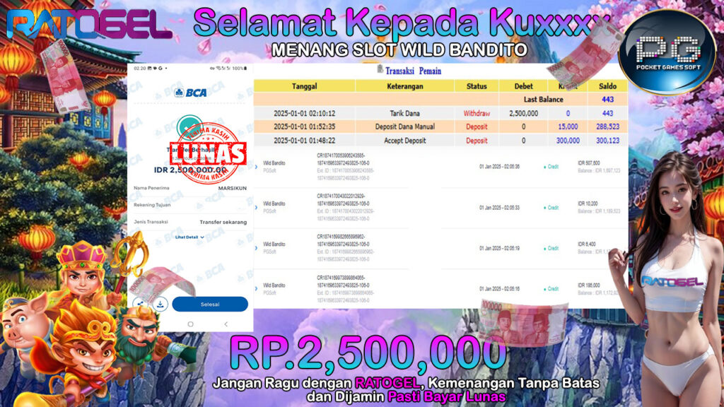 BUKTI JACKPOT SLOT WILD BANDITO TERPERCAYA DI INDONESIA TGL 01-01-2025