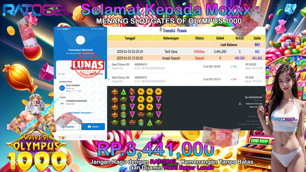 BUKTI JACKPOT SLOT GATES OF OLYMPUS 1000 TERPERCAYA DI INDONESIA TGL 03-01-2025