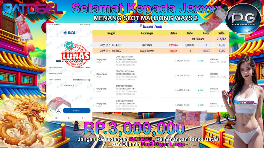 BUKTI JACKPOT SLOT MAHJONG WAYS 2 TERPERCAYA DI INDONESIA TGL 11-01-2025