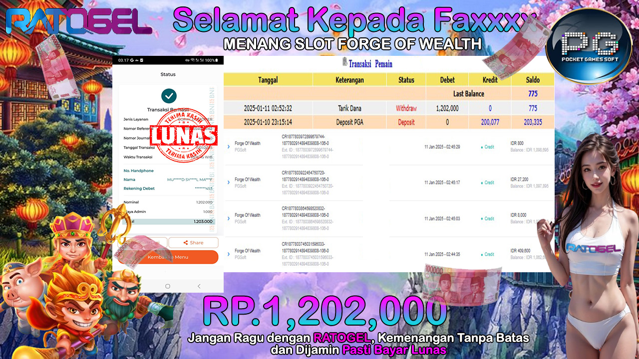 BUKTI JACKPOT SLOT FORGE OF WEATH TERPERCAYA DI INDONESIA TGL 11-01-2025