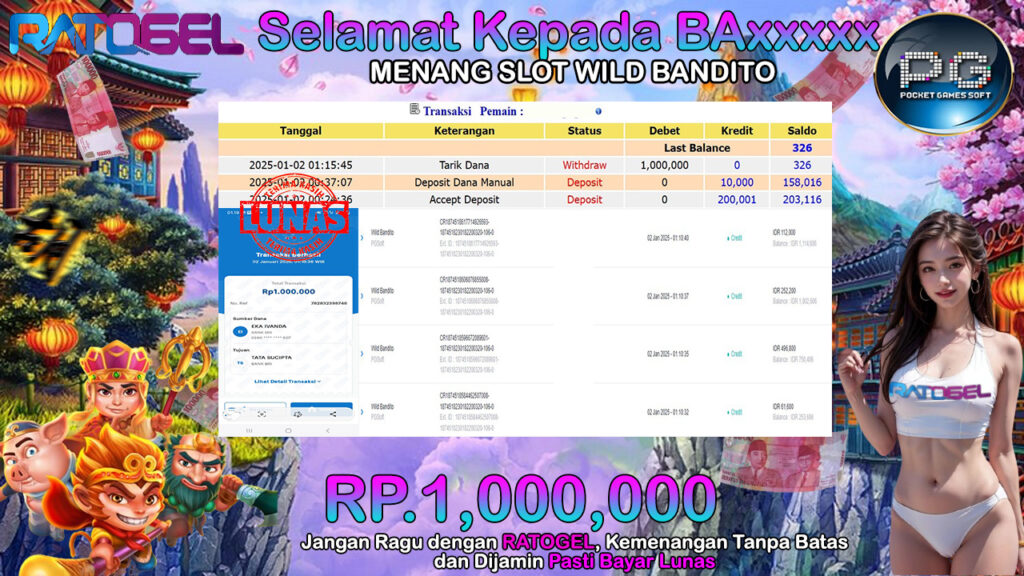 BUKTI JACKPOT SLOT WILD BANDITO  TERPERCAYA DI INDONESIA TGL 02-01-2025