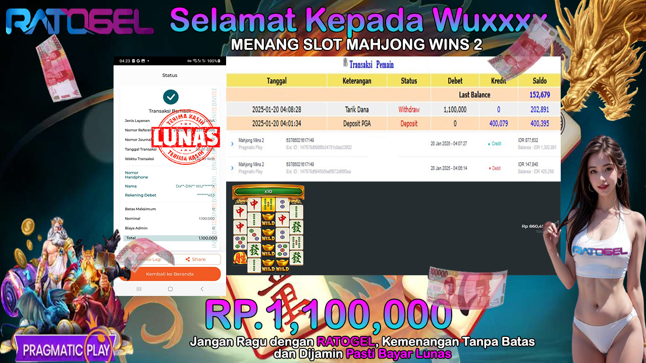 BUKTI JACKPOT SLOT MAHJONG WINS 2 TERPERCAYA DI INDONESIA TGL 20-01-2025