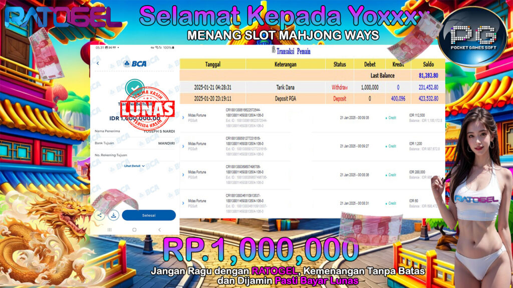 BUKTI JACKPOT SLOT MAHJONG WAYS  TERPERCAYA DI INDONESIA TGL 21-01-2025