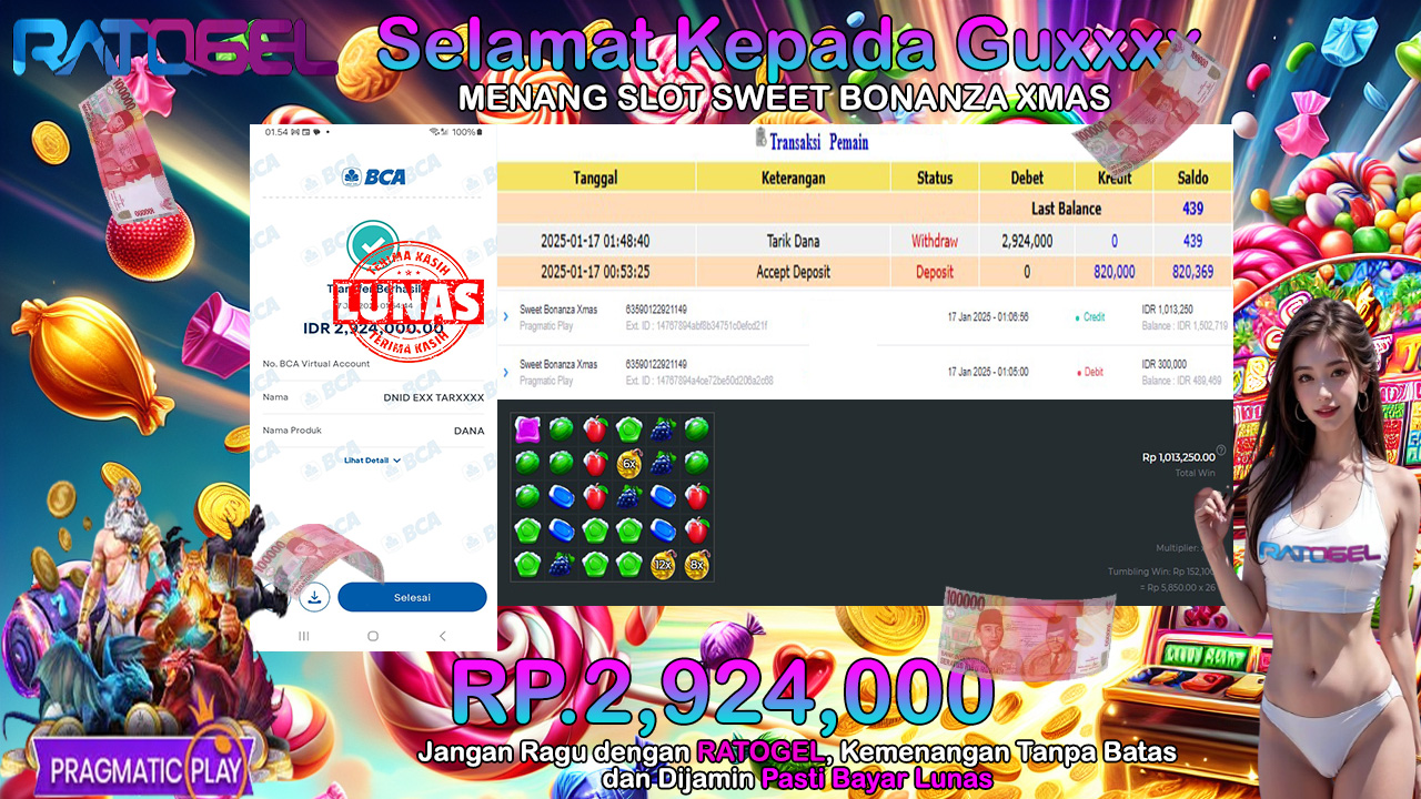 BUKTI JACKPOT SLOT SWEET BONANZA XMAS TERPERCAYA DI INDONESIA TGL 17-01-2025