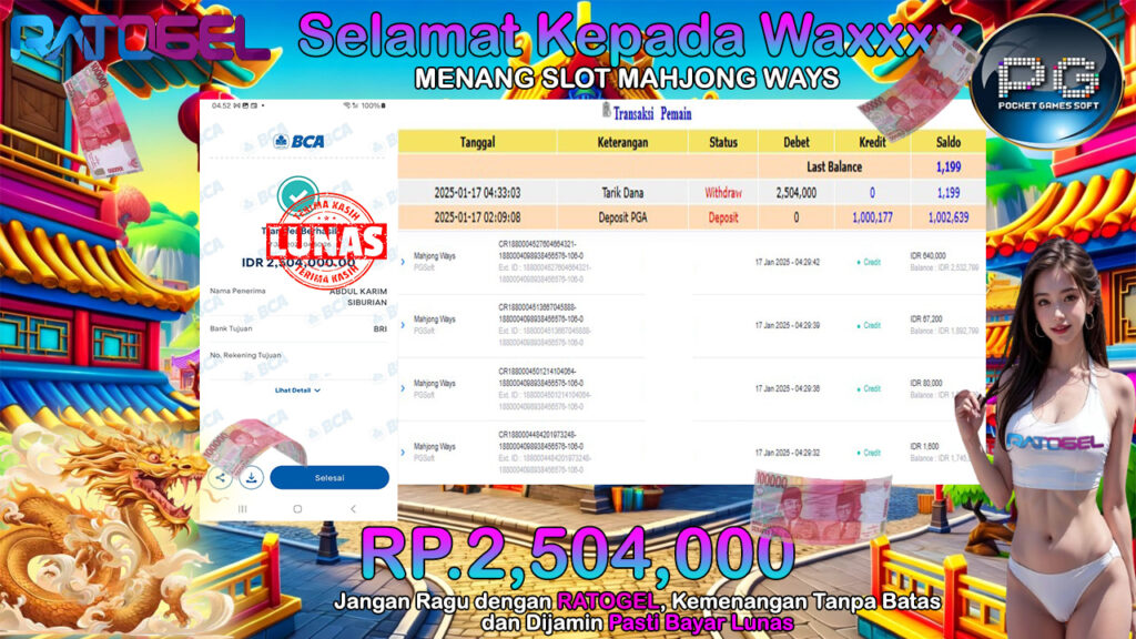 BUKTI JACKPOT SLOT MAHJONG WAYS TERPERCAYA DI INDONESIA TGL 17-01-2025