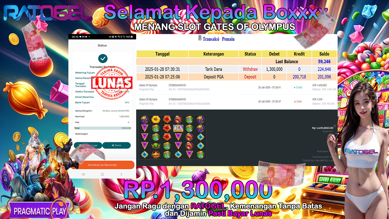 BUKTI JACKPOT SLOT GATES OF OLYMPUS TERPERCAYA DI INDONESIA TGL 29-01-2025