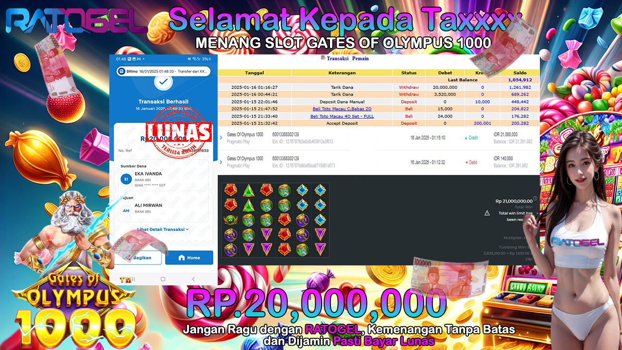 BUKTI JACKPOT SLOT GATES OF OLYMPUS 1000 TERPERCAYA DI INDONESIA TGL 16-01-2025