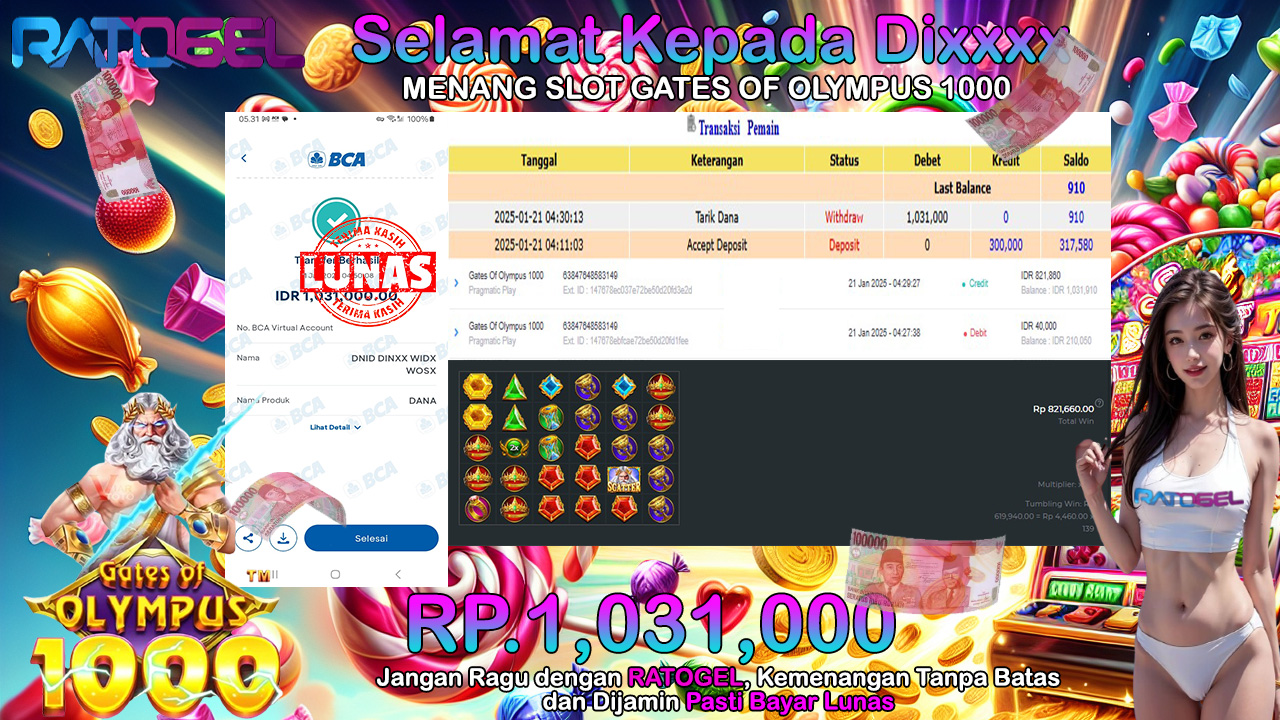 BUKTI JACKPOT SLOT GATES OF OLYMPUS 1000 TERPERCAYA DI INDONESIA TGL 21-01-2025