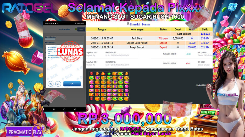 BUKTI JACKPOT SLOT SUGAR RUSH 1000 TERPERCAYA DI INDONESIA TGL 15-01-2025