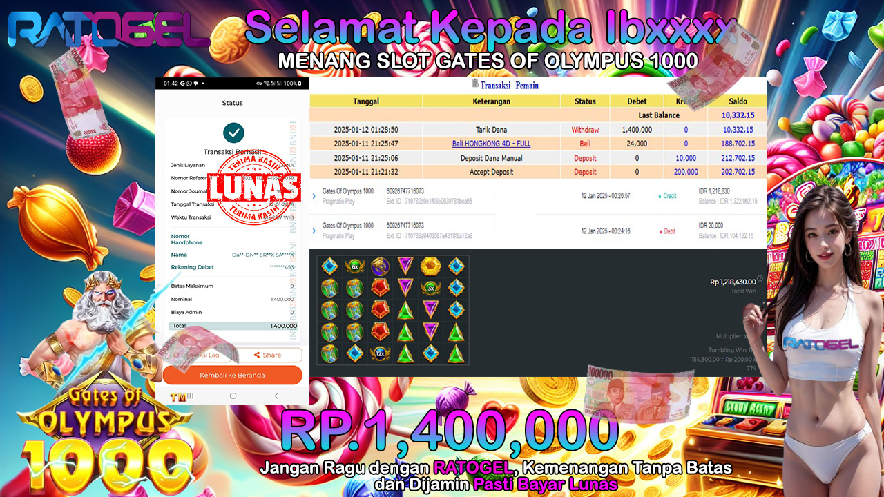 BUKTI JACKPOT SLOT GATES OF OLYMPUS 1000 TERPERCAYA DI INDONESIA TGL 12-01-2025