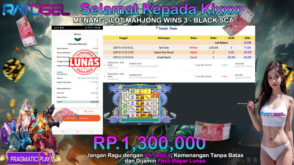 BUKTI JACKPOT SLOT MAHJONG WINS 3 – BLACK SCATTER TERPERCAYA DI INDONESIA TGL 14-01-2025