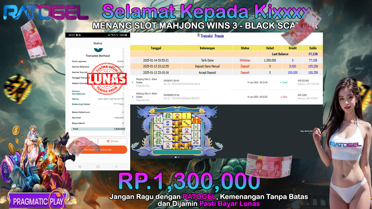 BUKTI JACKPOT SLOT MAHJONG WINS 3 – BLACK SCATTER TERPERCAYA DI INDONESIA TGL 14-01-2025