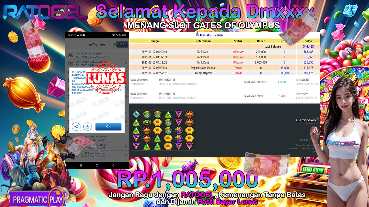 BUKTI JACKPOT SLOT GATES OF OLYMPUS TERPERCAYA DI INDONESIA TGL 12-01-2025