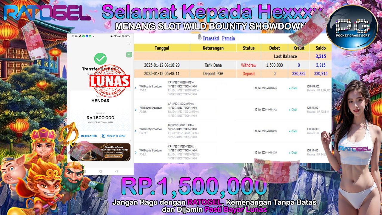 BUKTI JACKPOT SLOT WILD BOUNTY SHOWDOWN TERPERCAYA DI INDONESIA TGL 12-01-2025