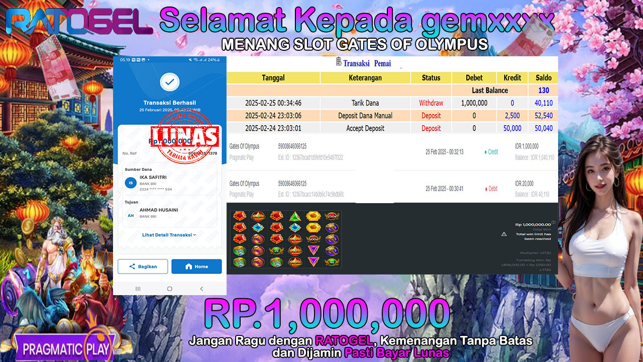 BUKTI JACKPOT SLOT GATES OF OLYMPUS TERPERCAYA DI INDONESIA TGL 25-02-2025