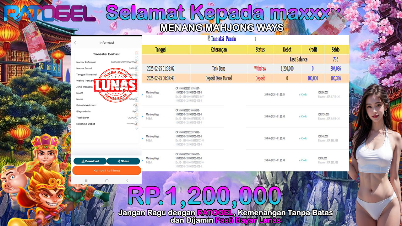 BUKTI JACKPOT SLOT MAHJONG WAYS  TERPERCAYA DI INDONESIA TGL 25-02-2025