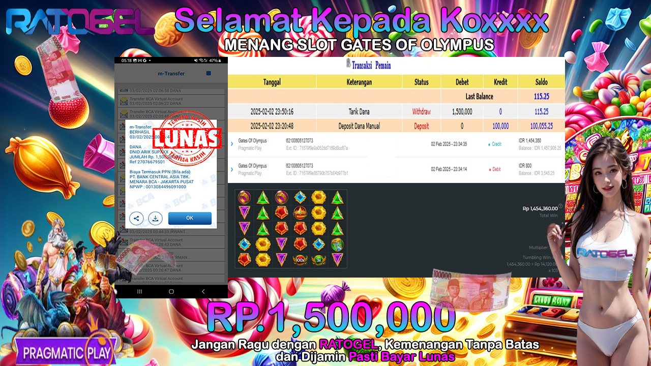 BUKTI JACKPOT SLOT GATES OF OLYMPUS TERPERCAYA DI INDONESIA TGL 03-02-2025