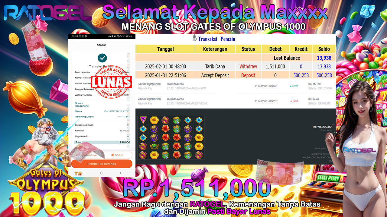 BUKTI JACKPOT SLOT GATES OF OLYMPUS 1000 TERPERCAYA DI INDONESIA TGL 01-02-2025