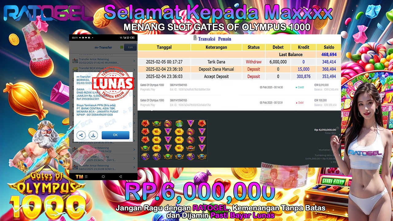 BUKTI JACKPOT SLOT GATES OF OLYMPUS 1000 TERPERCAYA DI INDONESIA TGL 05-02-2025